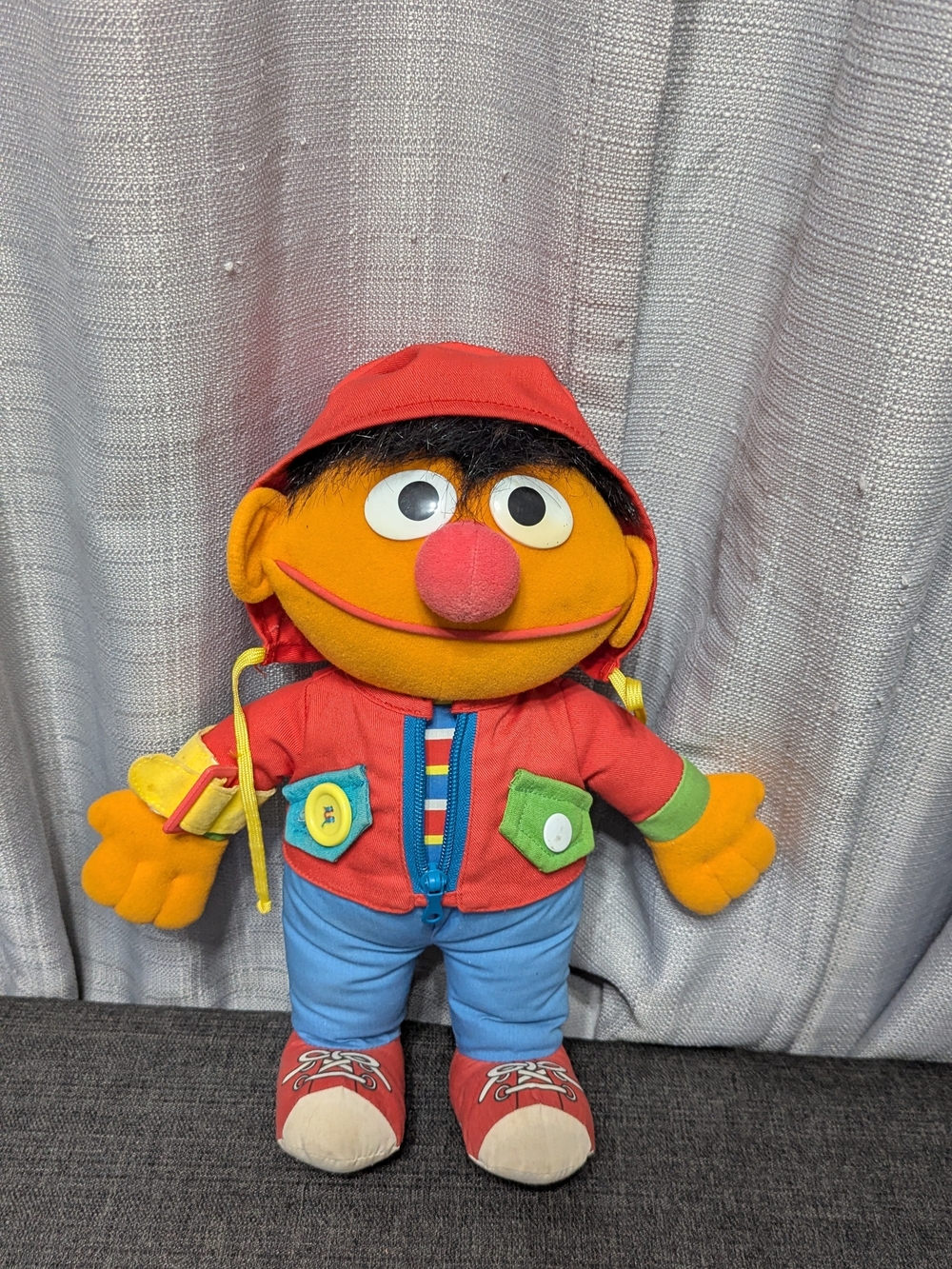 VTG 1990 Dress Me Up ERNIE Learn To Dress Plush Doll Sesame Street Playskool 13"